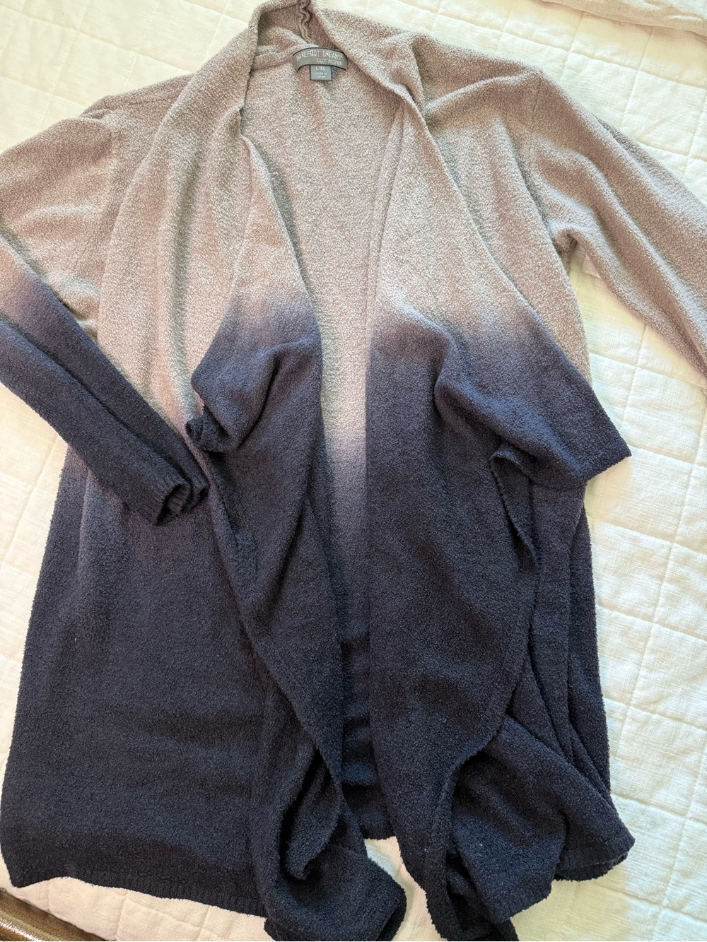 Barefoot Dreams Ombre Open-Front Women’s Cardigan Sweater - Taupe to Black